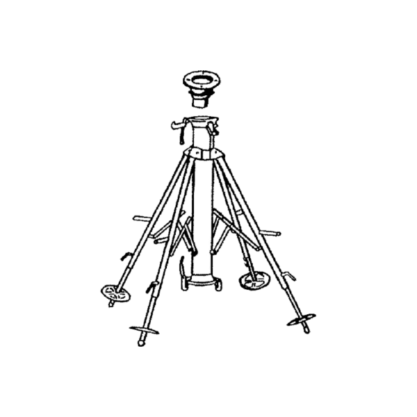 Art. 208 - Colonnetta con puntali telescopici a 4 gambe tipo extra per irrgatori a lunga gittata, completa di imbocco flangiato per attacco irrigatore